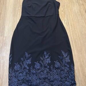 Betsey Johnson Black Dress with Blue Floral Design